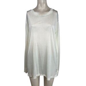 WINTERSILKS - WOMEN'S XL TALL - IVORY LONG SLEEVE 100% SILK BASE LAYER TOP SHIRT